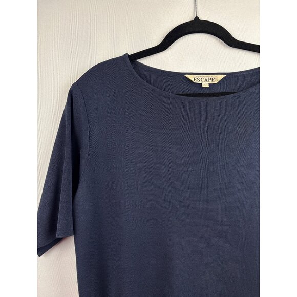 Women’s Howard Wolf Escape Size Large Navy Short Sleeve Blouse - Picture 2 of 4